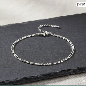 Elegant Silver Chain Figaro Ankle Bracelet
